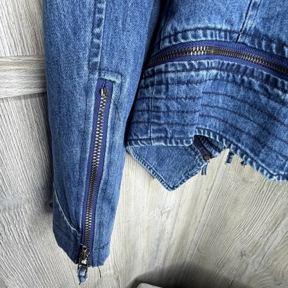 SX Denim Streetwear Moto Jacket with Studded Details
